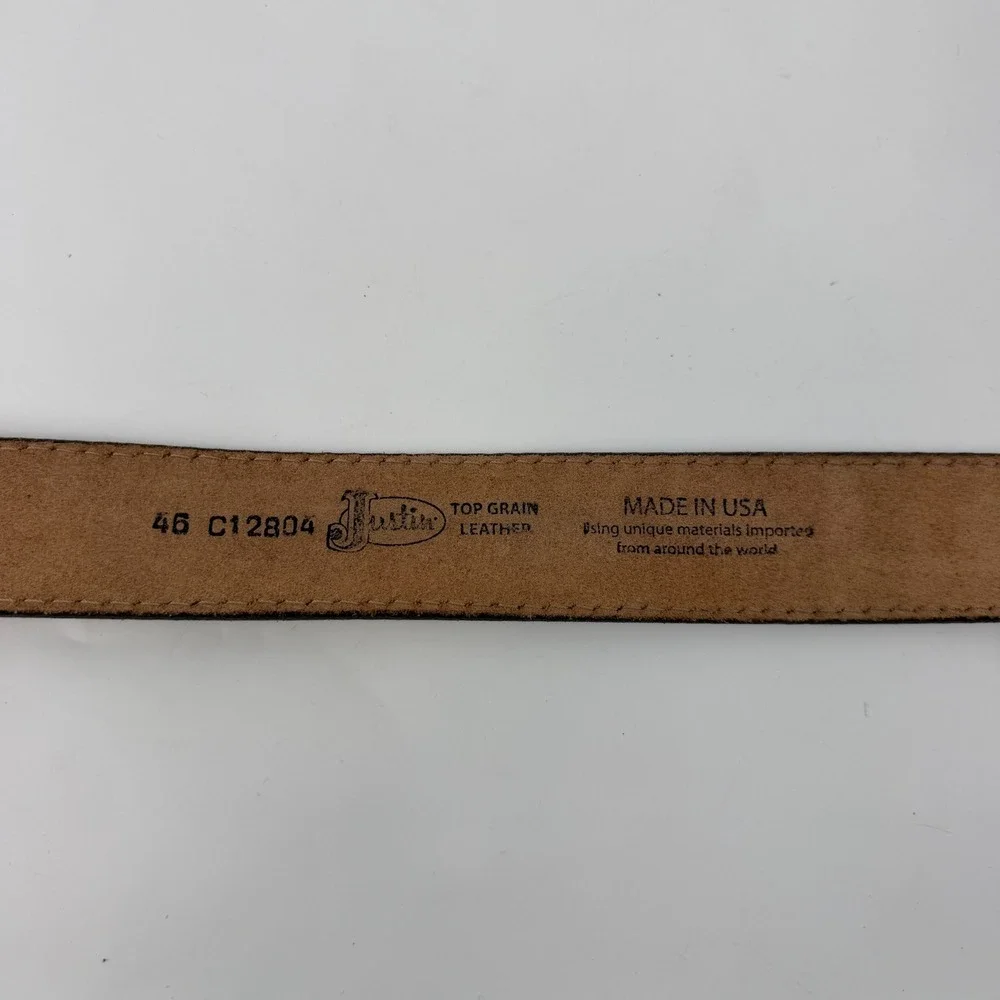 Justin Men's Size 46 American Flag Top Grain Leather Belt USA Made Western